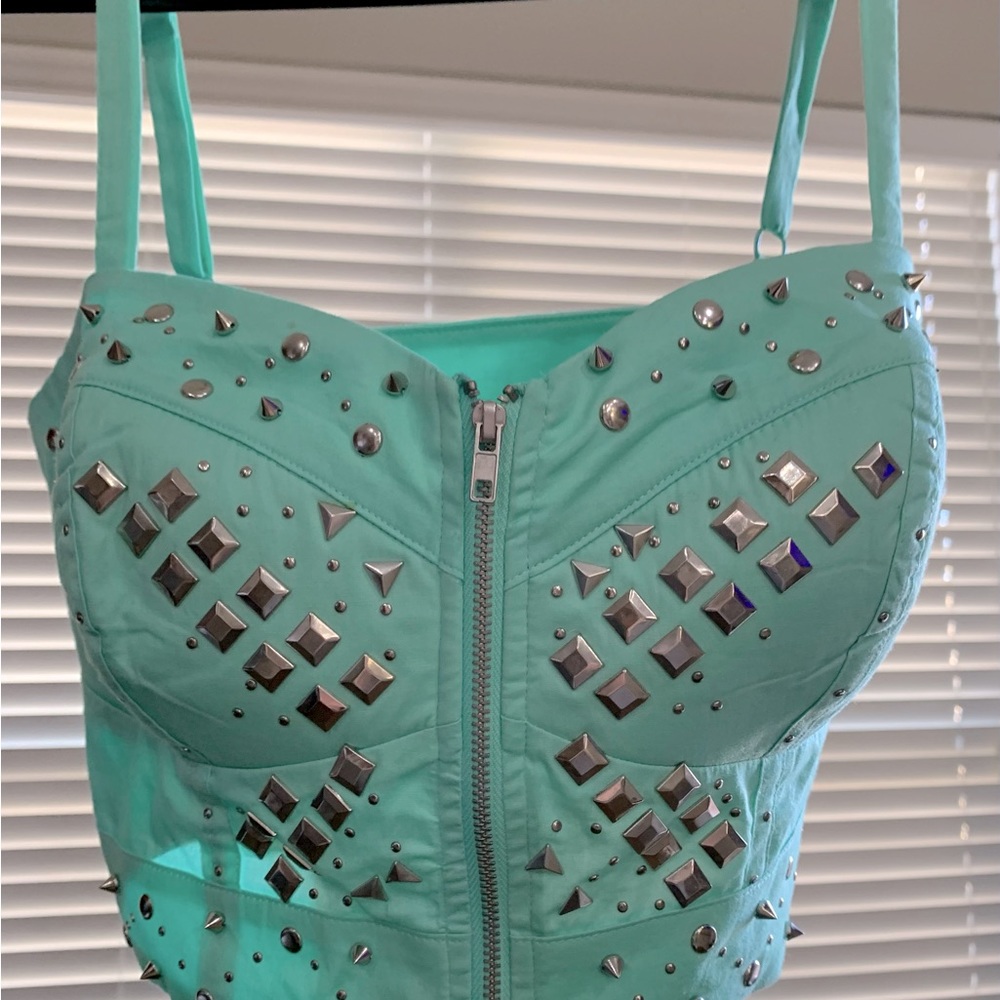 Mint Green Studded Crop